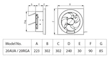 KDK 20AUA Ventilating Fan (Wall Mount, Automatic Shutter) 8", view 4