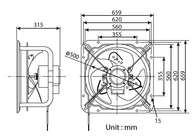 KDK 50GSC Industrial Ventilating Fan (High Pressure) 50 cm (20"), view 2