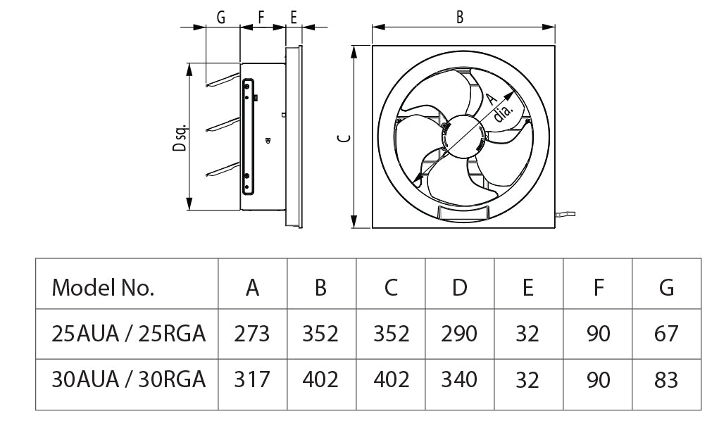 KDK 30AUA Ventilating Fan (Wall Mount, Automatic Shutter) 12", view 3