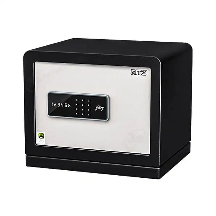 Godrej Ritz Touchpad electronic safe with i-Buzz alarm, front view. Elite Radio Sri Lanka.
