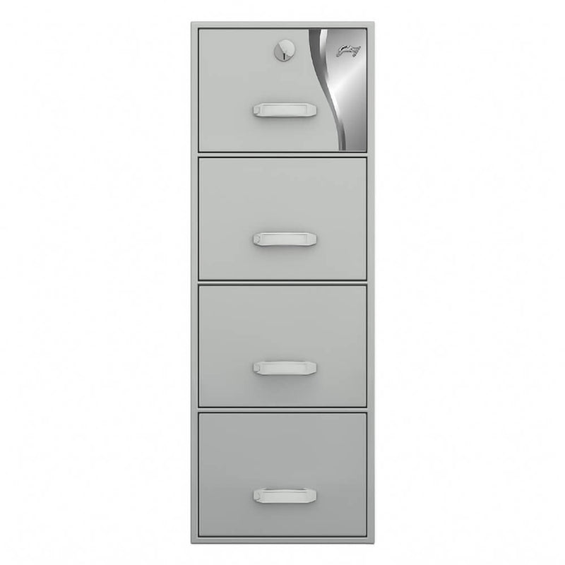 Godrej FRFC 4-drawer fire-resistant filing cabinet, front view. Elite Radio Sri Lanka.