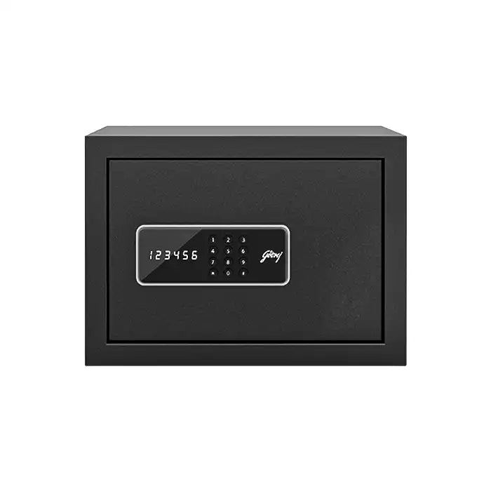 Godrej NX Pro 15L digital home safe, Ebony, front view. Elite Radio Sri Lanka.