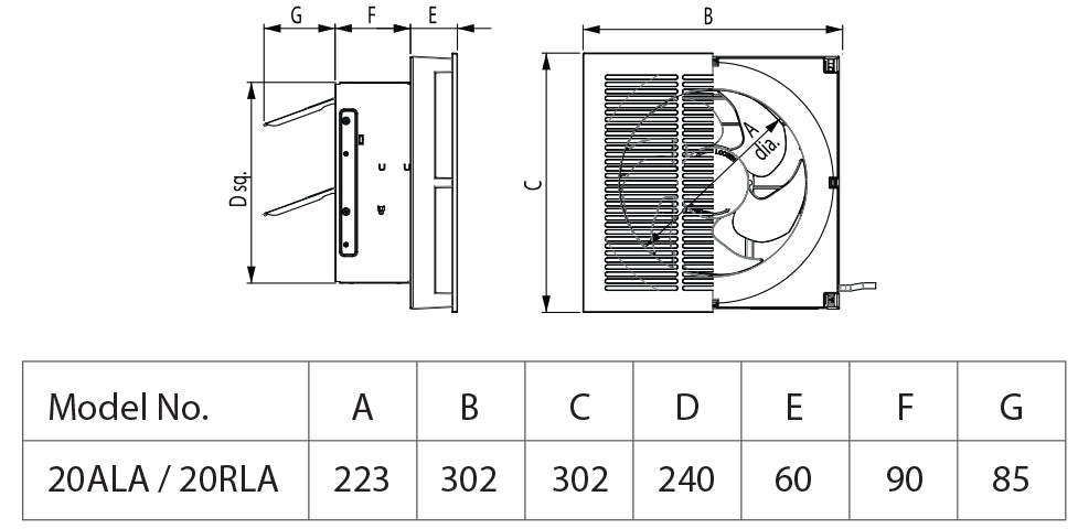 KDK 20RLA Ventilating Fan (Reversible Louver) 8", view 3