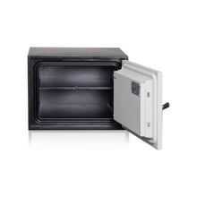 Godrej Safire 30H Safe, 2-Key Lock, door open showing interior. Elite Radio Sri Lanka.