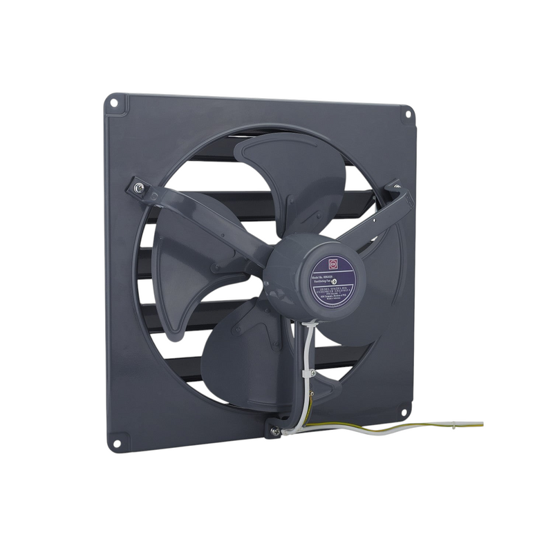 Elite Radio KDK 40KAQA industrial ventilating fan with grey metal wave-shaped blades and automatic shutter