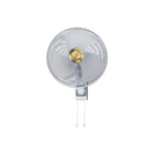 Elite Radio KDK M40C 16-inch oscillating wall fan with metal blade and pull-cord control, grey and gold.